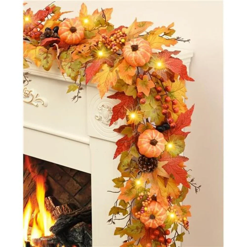 Fall Decor - 5.9 FT Fall Garland for Mantle, Artificial Fall Leaves Garland